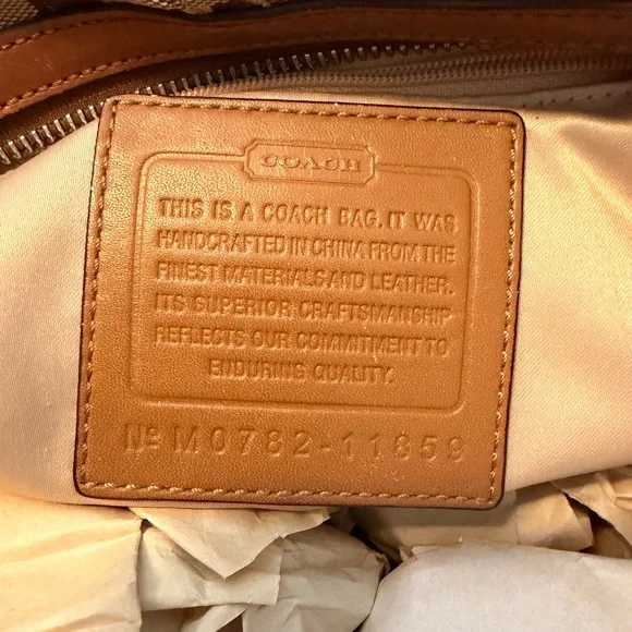 Coach Signature Canvas Shoulder Bag in Brown and Tan with Braided Leather Strap - Picture 2 of 2